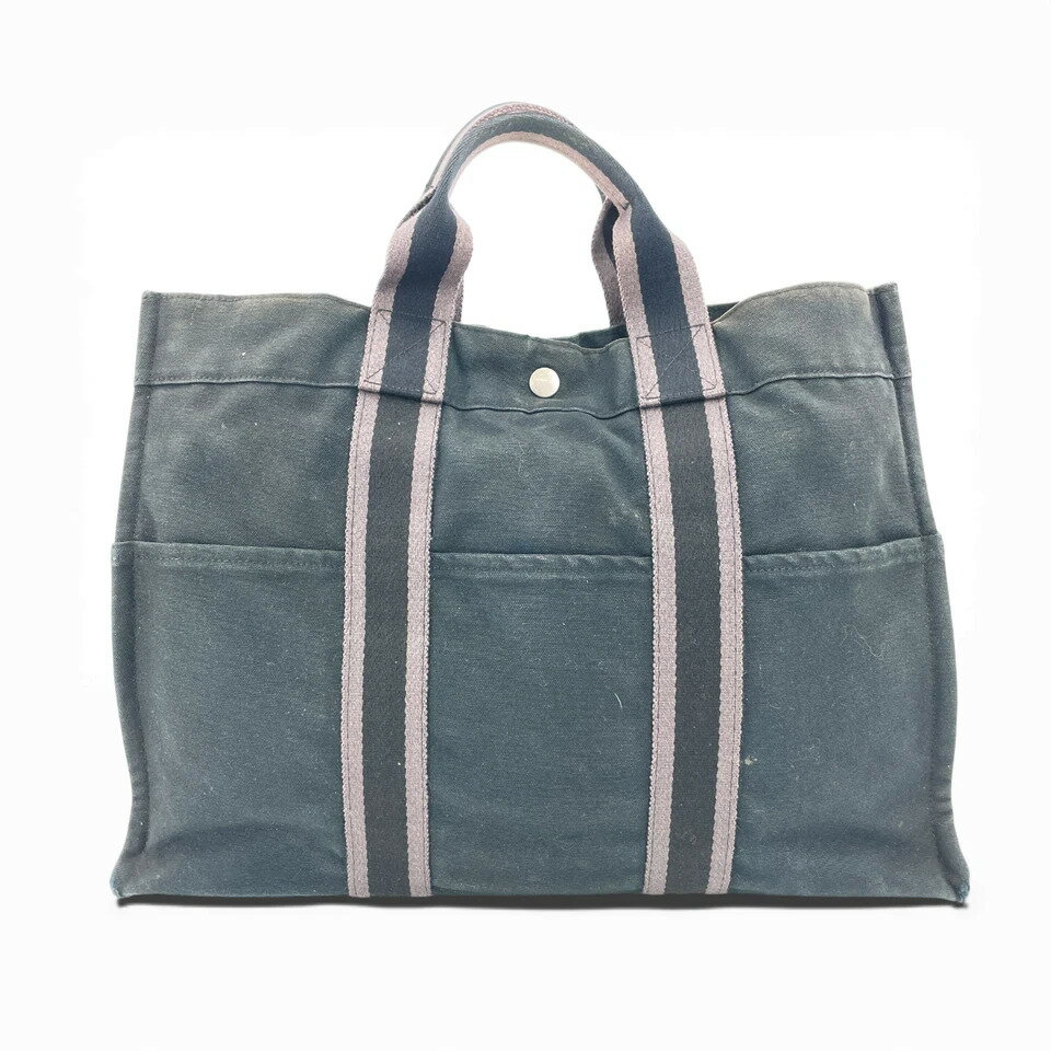 樂天商城 - 【中古】HERMES ブラック キャンバス ニューフールトゥ MM ハンドバッグ