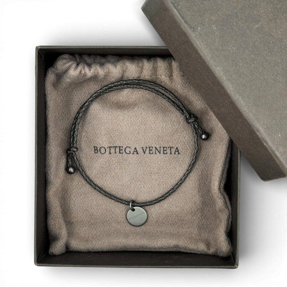 【中古】美品 BOTTEGA VENETA ブレスレット イントレチャート ブラウン
