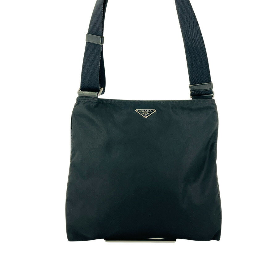 Rakuten - 【中古】PRADA プラダ ナイロン レザー ショルダーバッグ 斜め掛け ブラック 三角ロゴ レディース