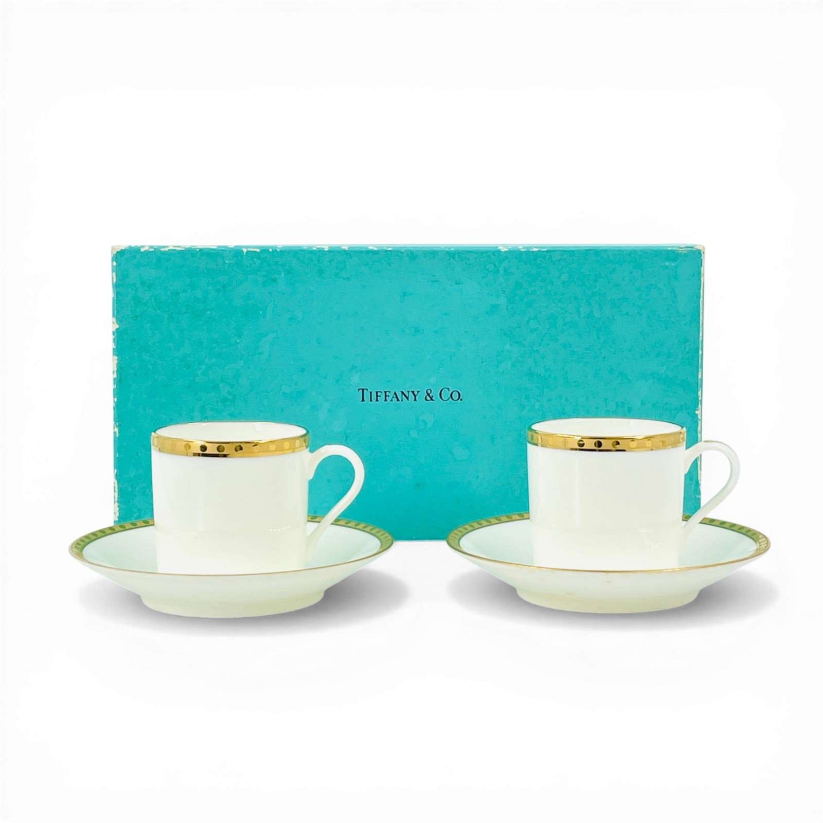 【中古】TIFFANY マグカップ ホワイト 磁器 2個セット