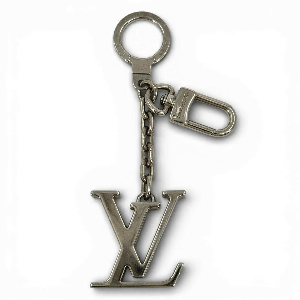 樂天商城 - 【中古】LOUIS VUITTON ポルトクレ プリント イニシャル シルバー バッグ チャーム M65071