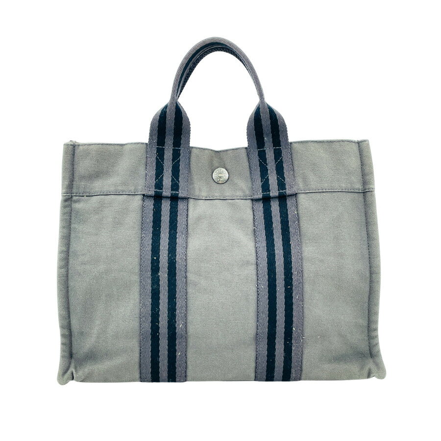 乐天商城 - 【中古】HERMES エルメス フールトゥ トートバッグ ハンドバッグ キャンバス グレー レディース メンズ