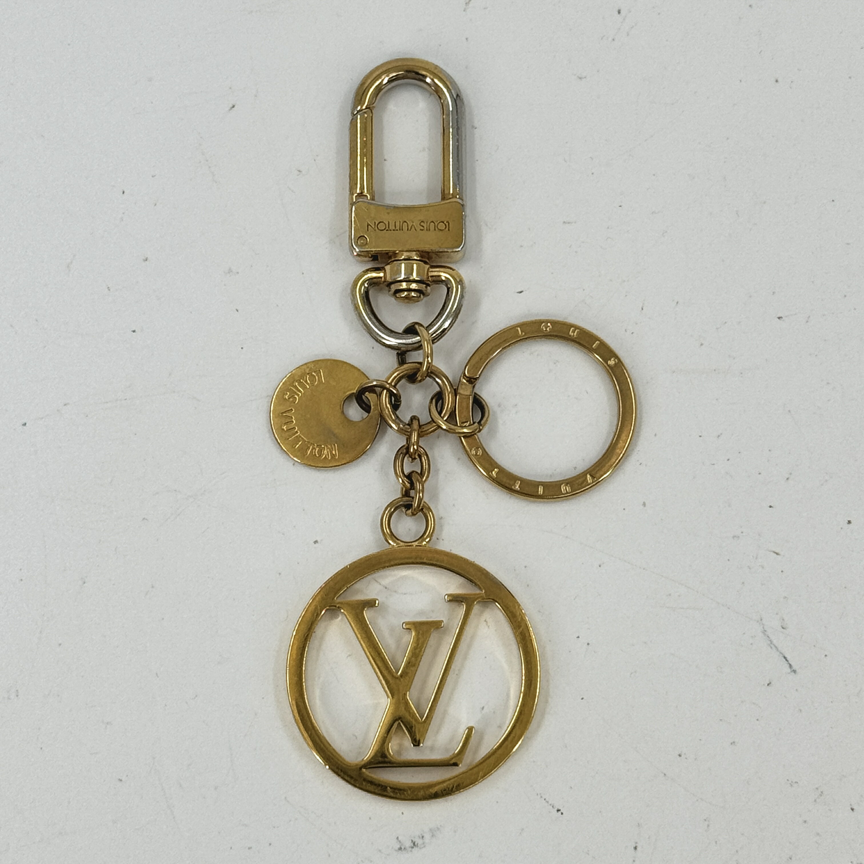 鑰匙鏈 - 【中古】LOUIS VUITTON LV サークルキーリング M67362 GP バッグチャーム ロゴ
