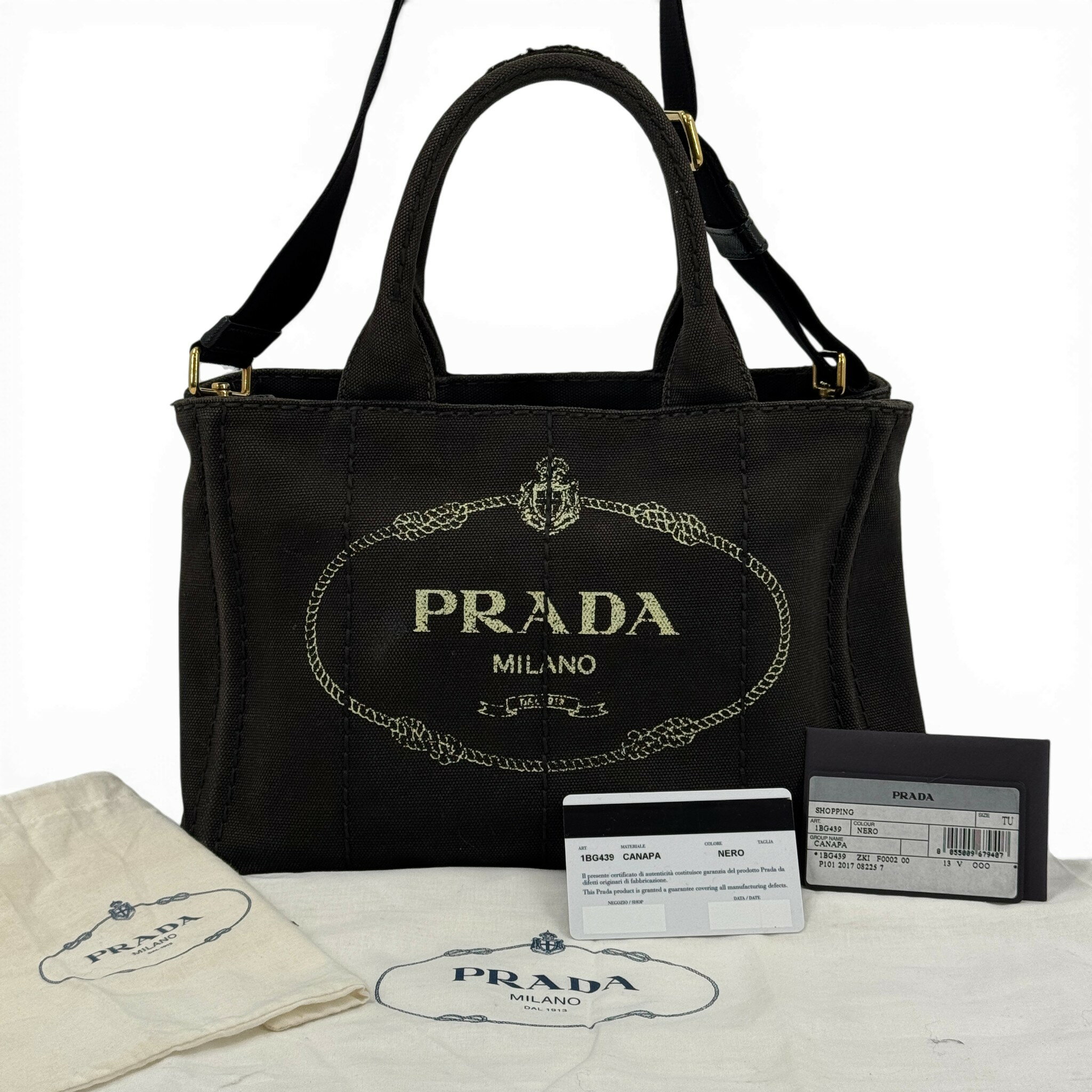 【中古】PRADA ミラノ デニム ブラッ�