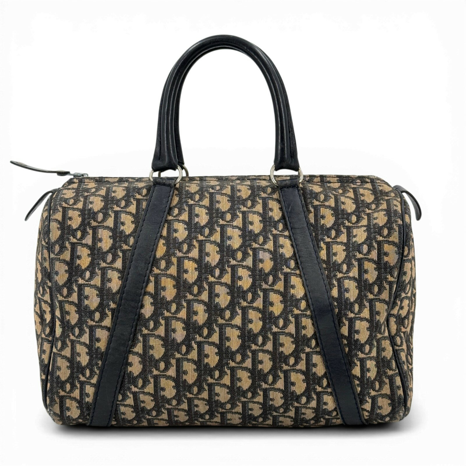 CHRISTIAN DIOR - 【中古】DIOR ネイビー トロッター キャンバス ボストンバッグ