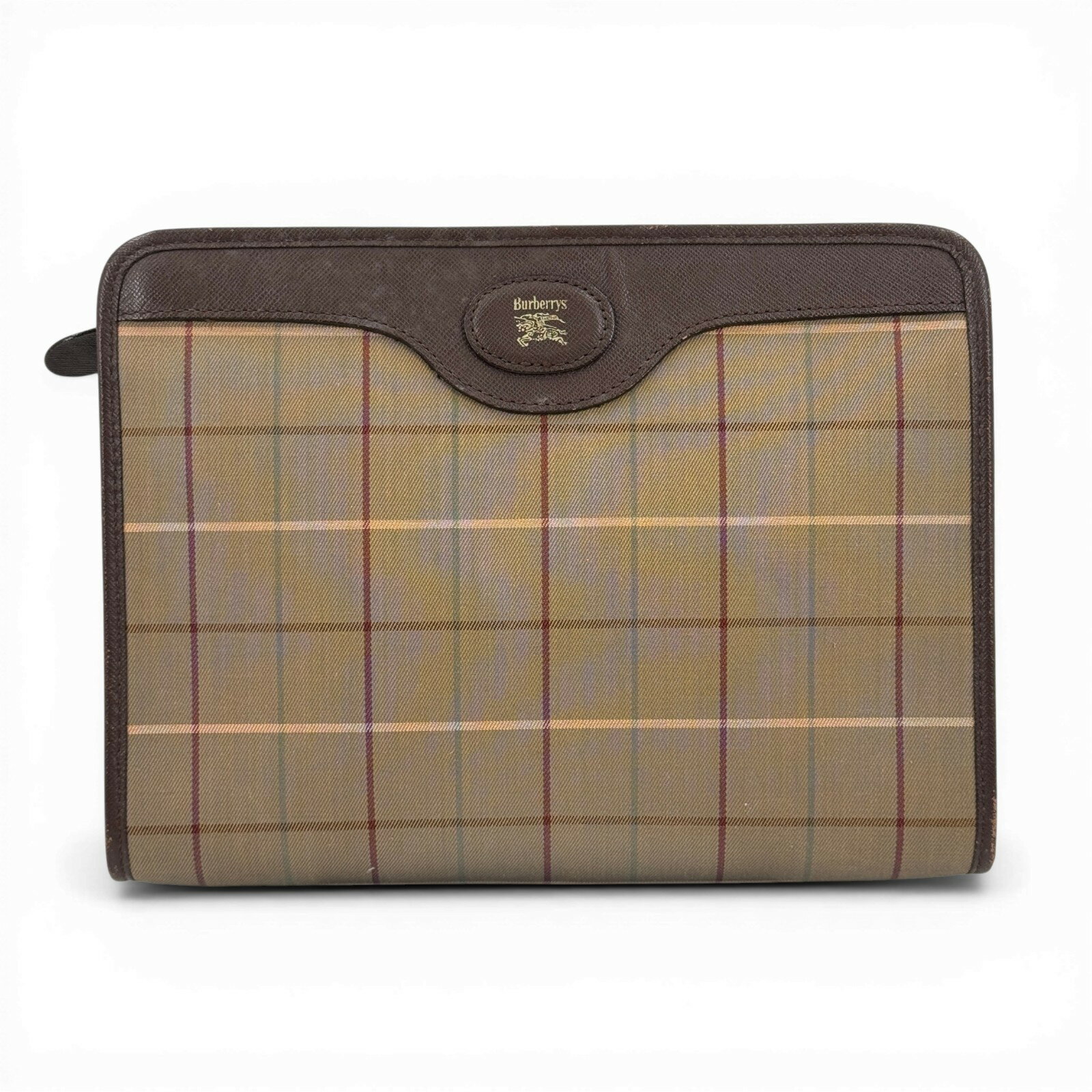 【中古】BURBERRY クラッチバッグ チェック キャンバス ヴィンテージ