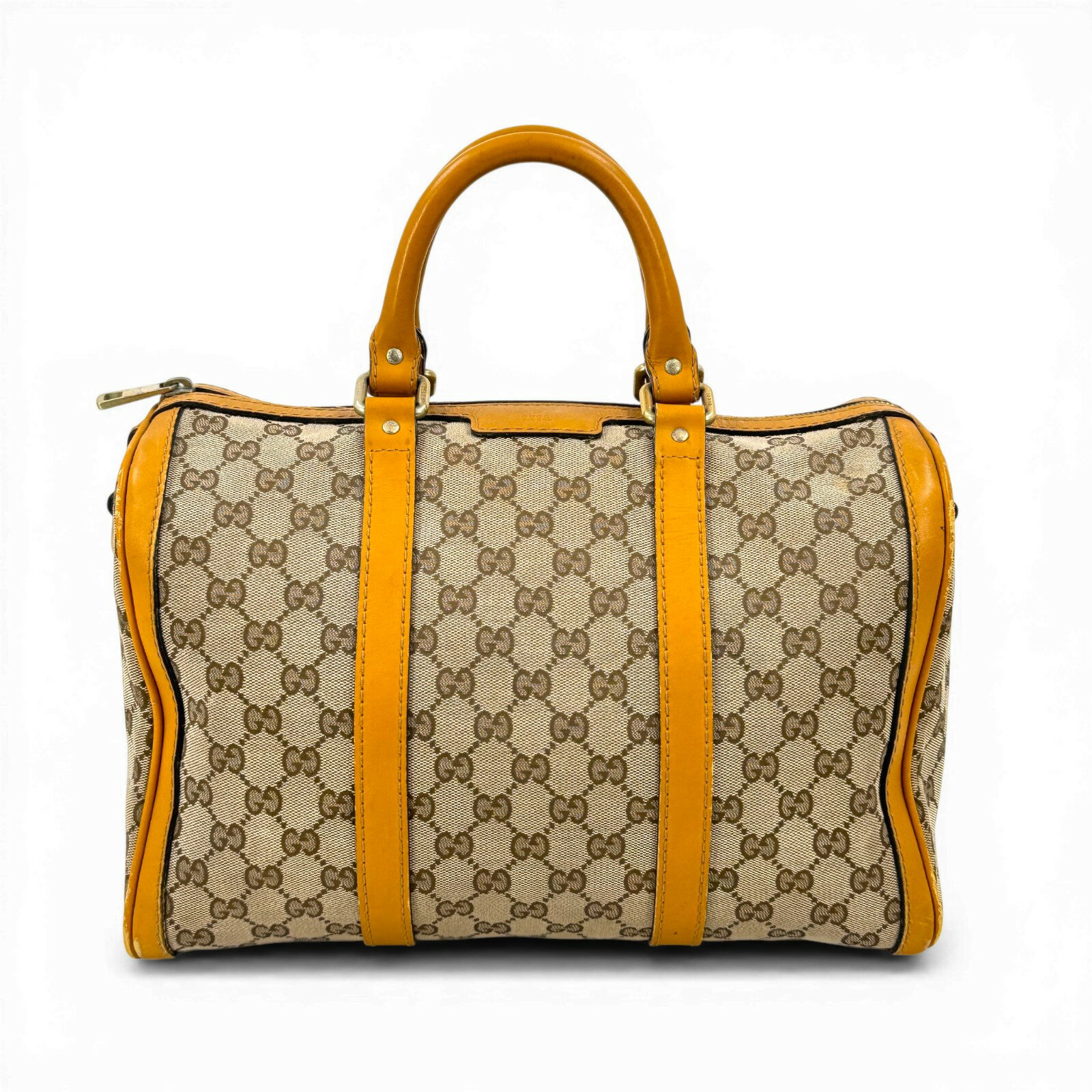 GUCCI - 【中古】GUCCI GGキャンバス ベージュ ボストンバッグ イタリア製