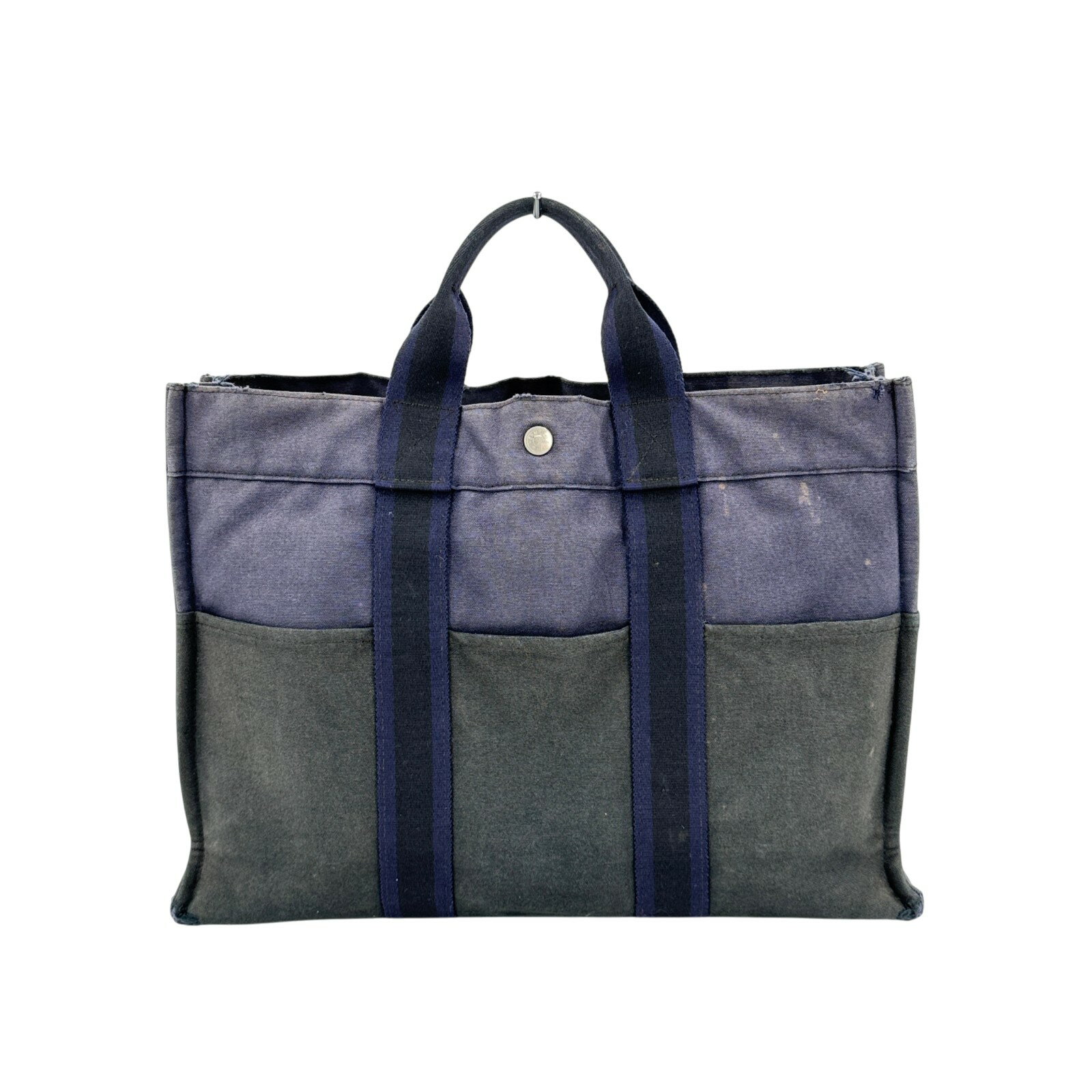 乐天商城 - 【中古】HERMES ブラック×ネイビー サックフールトゥーMM ハンドバッグ