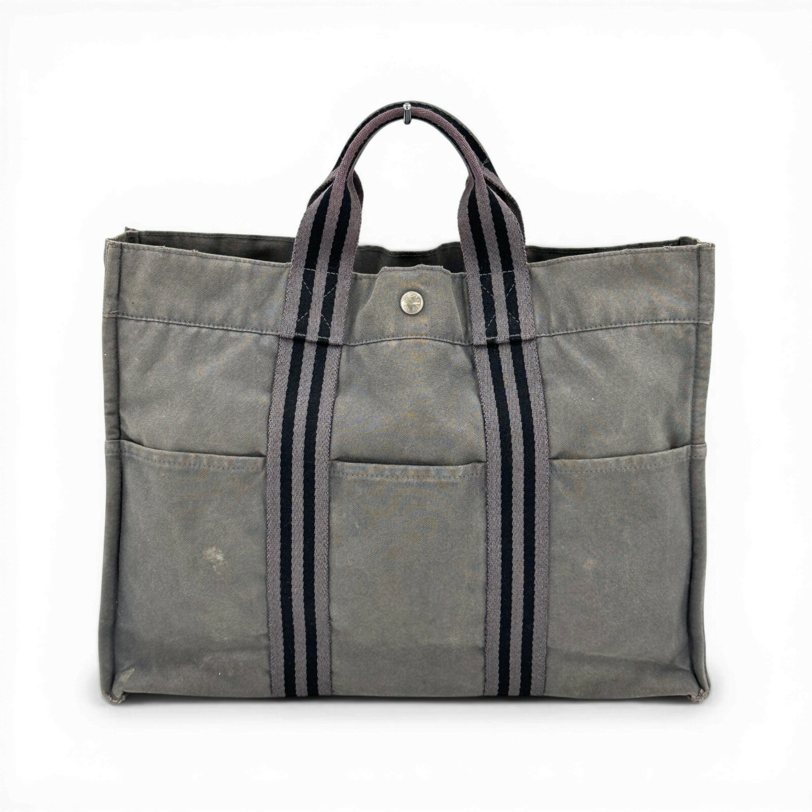 Rakuten - 【中古】HERMES グレーキャンバス フールトゥーMM ハンドバッグ