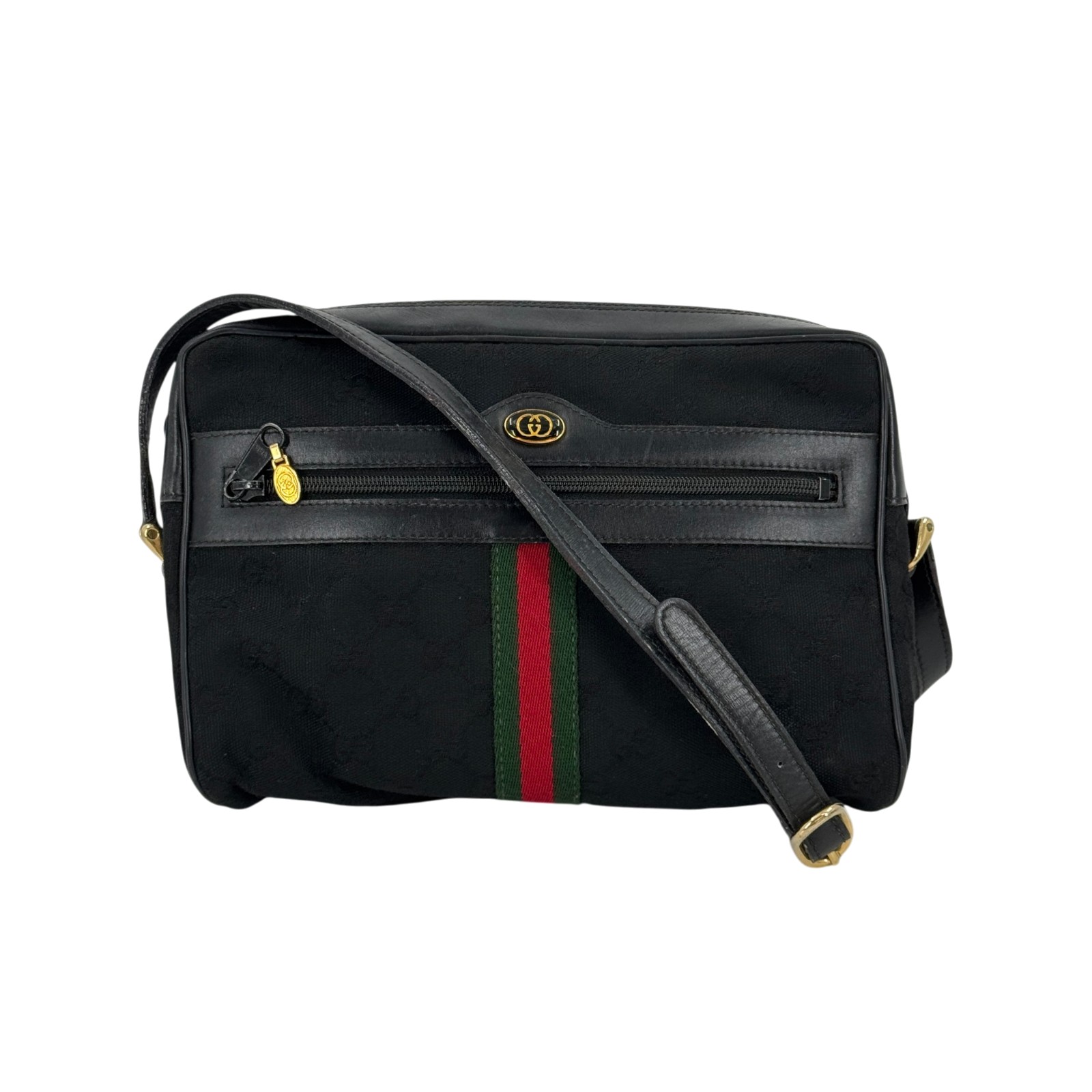 【GUCCI/グッチ】 シェリーライン ショルダーバッグ ナイロン/キャンバス ブラック ユニセックス【中古】【真子質店】【BL】【YDS】 GUCCI グッチ シェリーライン ショルダーバッグ キャンバス ブラック