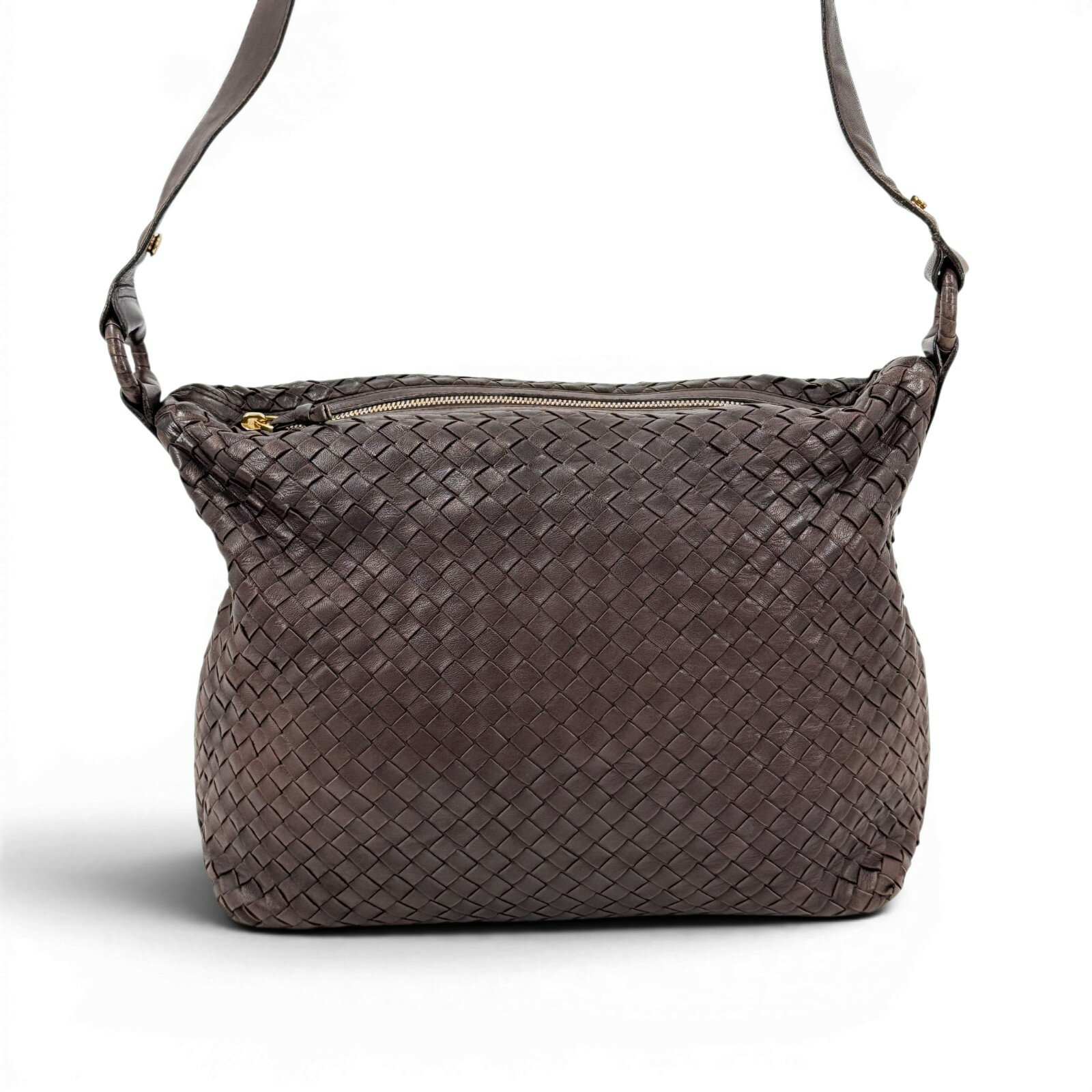 Rakuten - 【中古】BOTTEGA VENETA イントレチャート パテントレザー ブラウン ショルダーバッグ