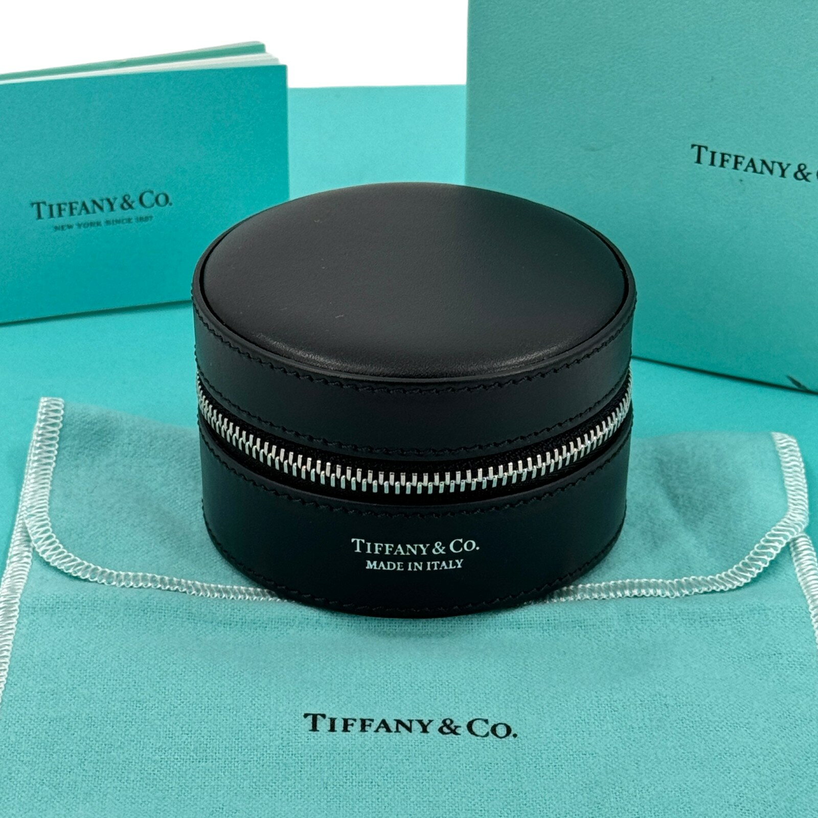 乐天商城 - 【中古】TIFFANY ラウンドジュエリーボックス レザー 保存袋付き