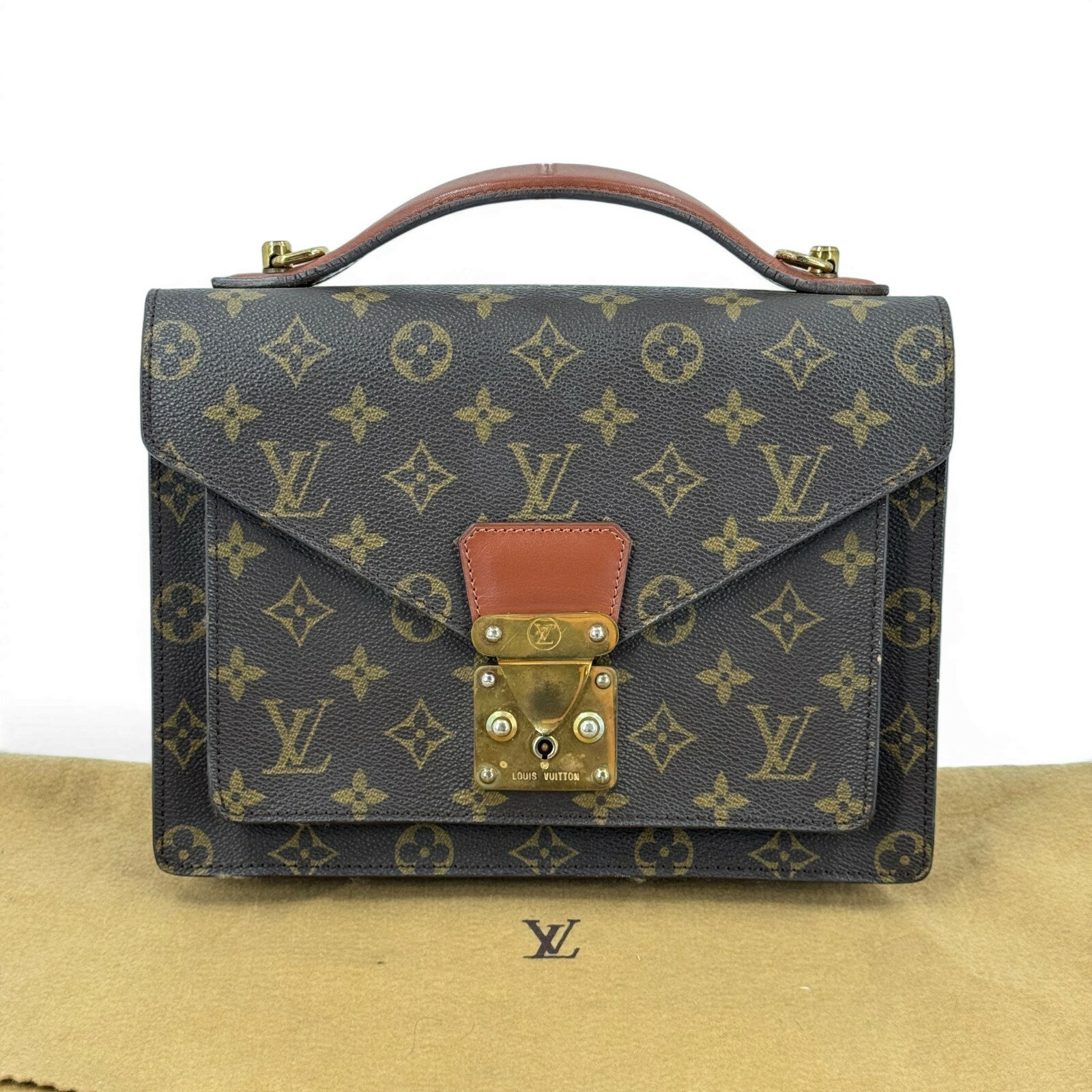 樂天商城 - 【中古】LOUIS VUITTON モンソー モノグラム ブラウン 2WAY ハンドバッグ M51187