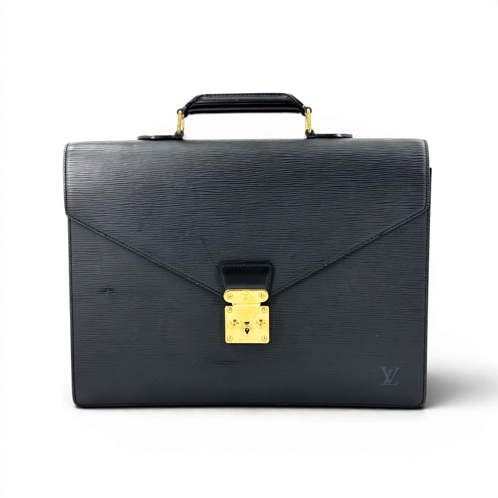乐天商城 - 【中古】LOUIS VUITTON セルヴィエット・コンセイエ エピ ノワール レザー ブラック ブリーフケース M54422