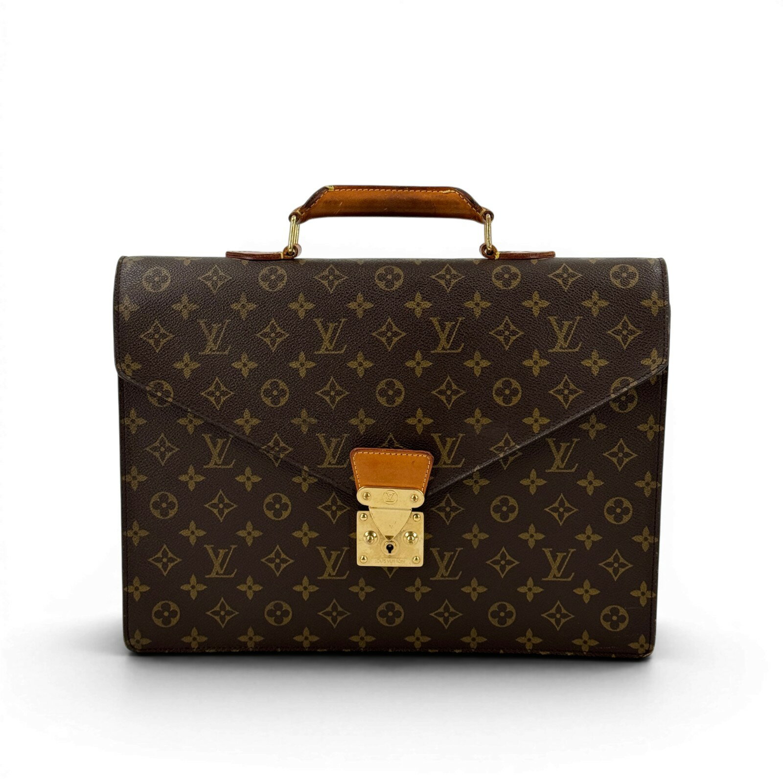 乐天商城 - 【中古】LOUIS VUITTON ポルト ドキュメント セナトゥール モノグラム キャンバス ブラウン ブリーフケース M53335