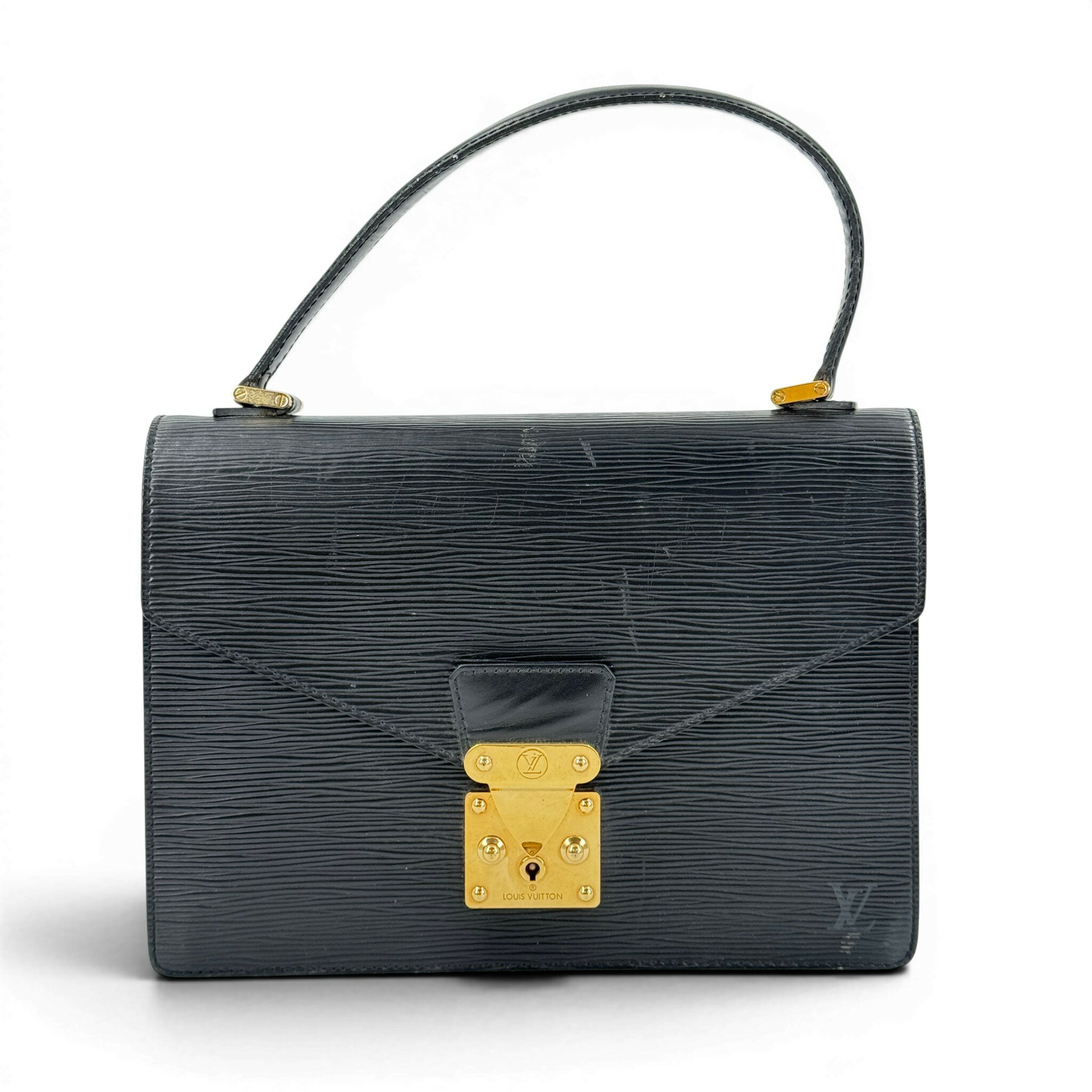 乐天商城 - 【中古】LOUIS VUITTON コンコルド エピレザー ノワール ブラック ハンドバッグ M52132