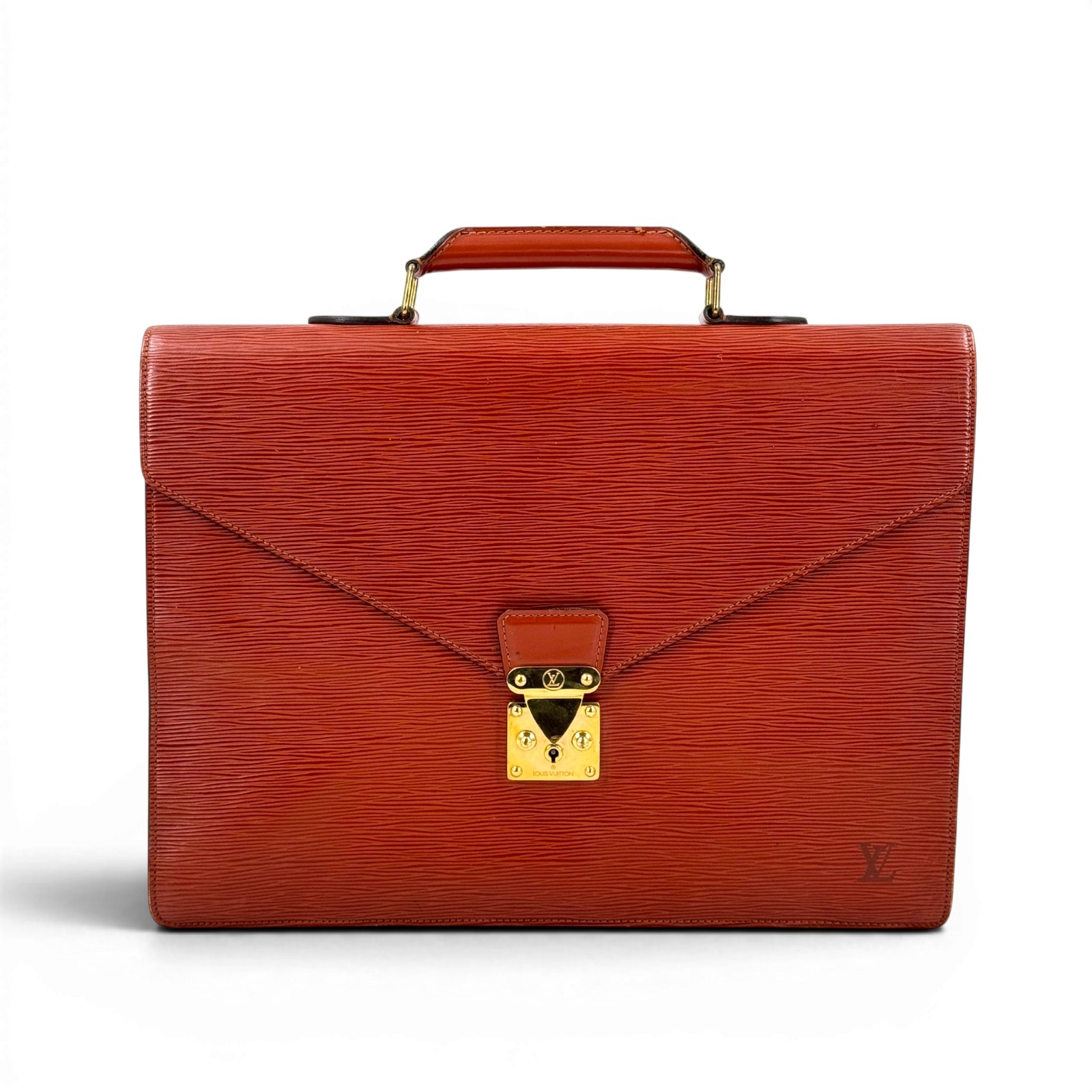 乐天商城 - 【中古】LOUIS VUITTON エピレザー ケニアブラウン ビジネスバッグ M54417