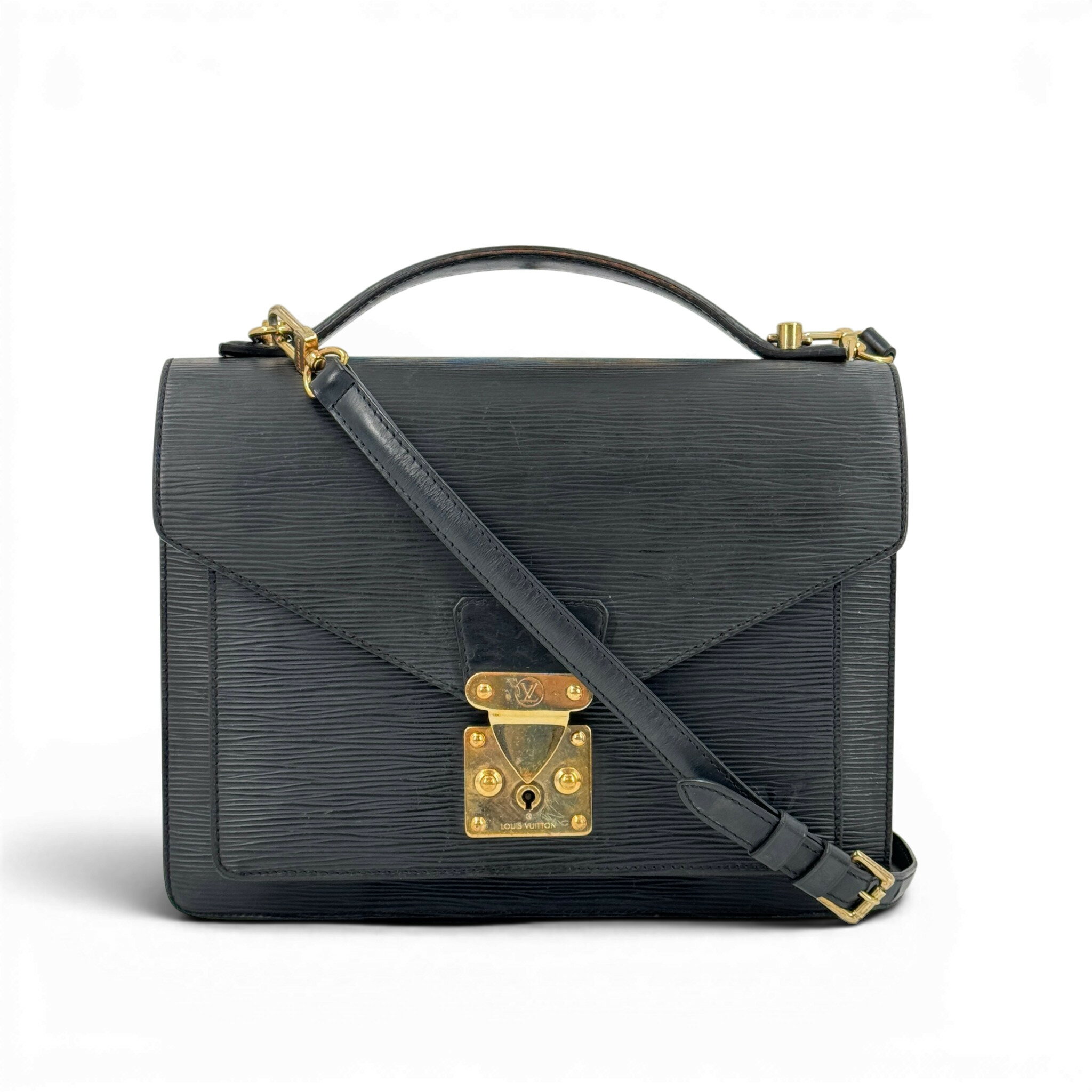 Rakuten - 【中古】LOUIS VUITTON エピ モンソー 2way ショルダー ハンドバッグ ブラック M52122