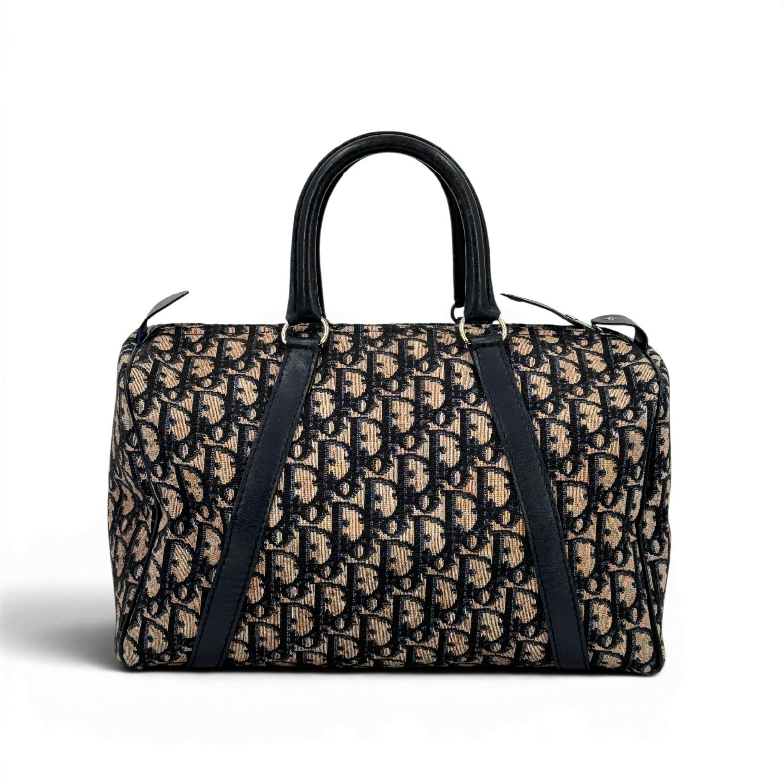 乐天商城 - 【中古】DIOR トロッター ジャガード キャンバス ネイビーベージュ ミニボストンバッグ