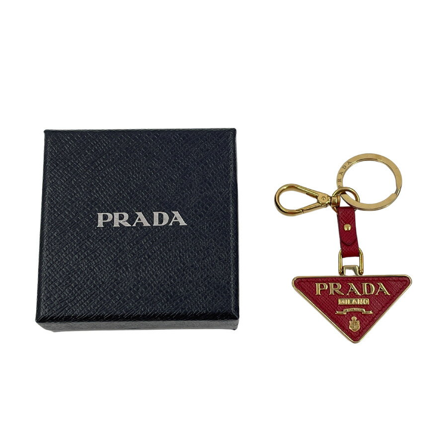 樂天商城 - 【中古】プラダ PRADA キーホルダー ロゴ レッド＆ゴールド GP