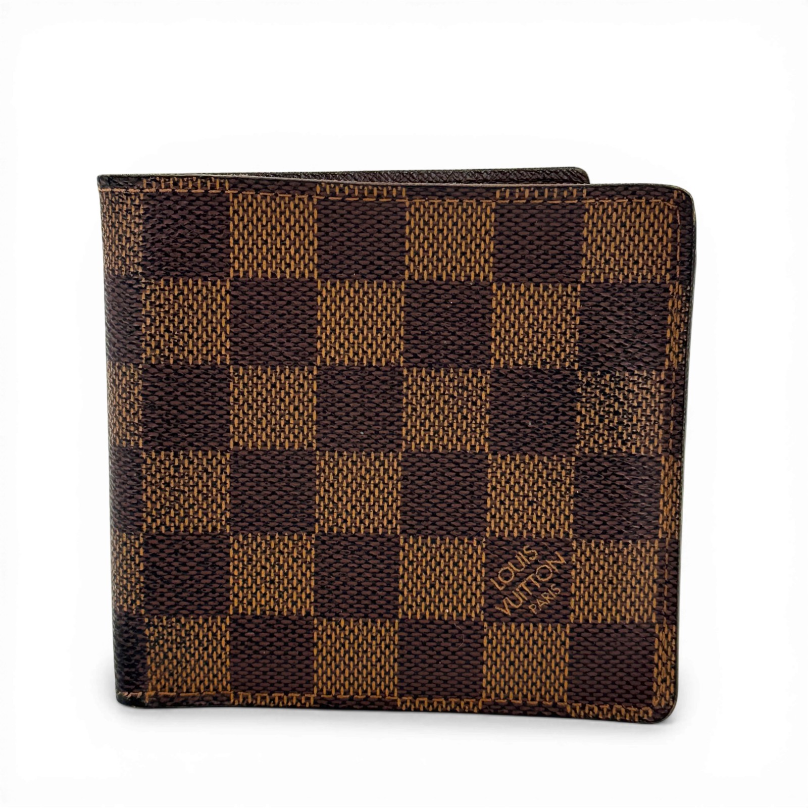 【中古】LOUIS VUITTON ダミエ エベヌ マルコ 二つ折り財布 N61675