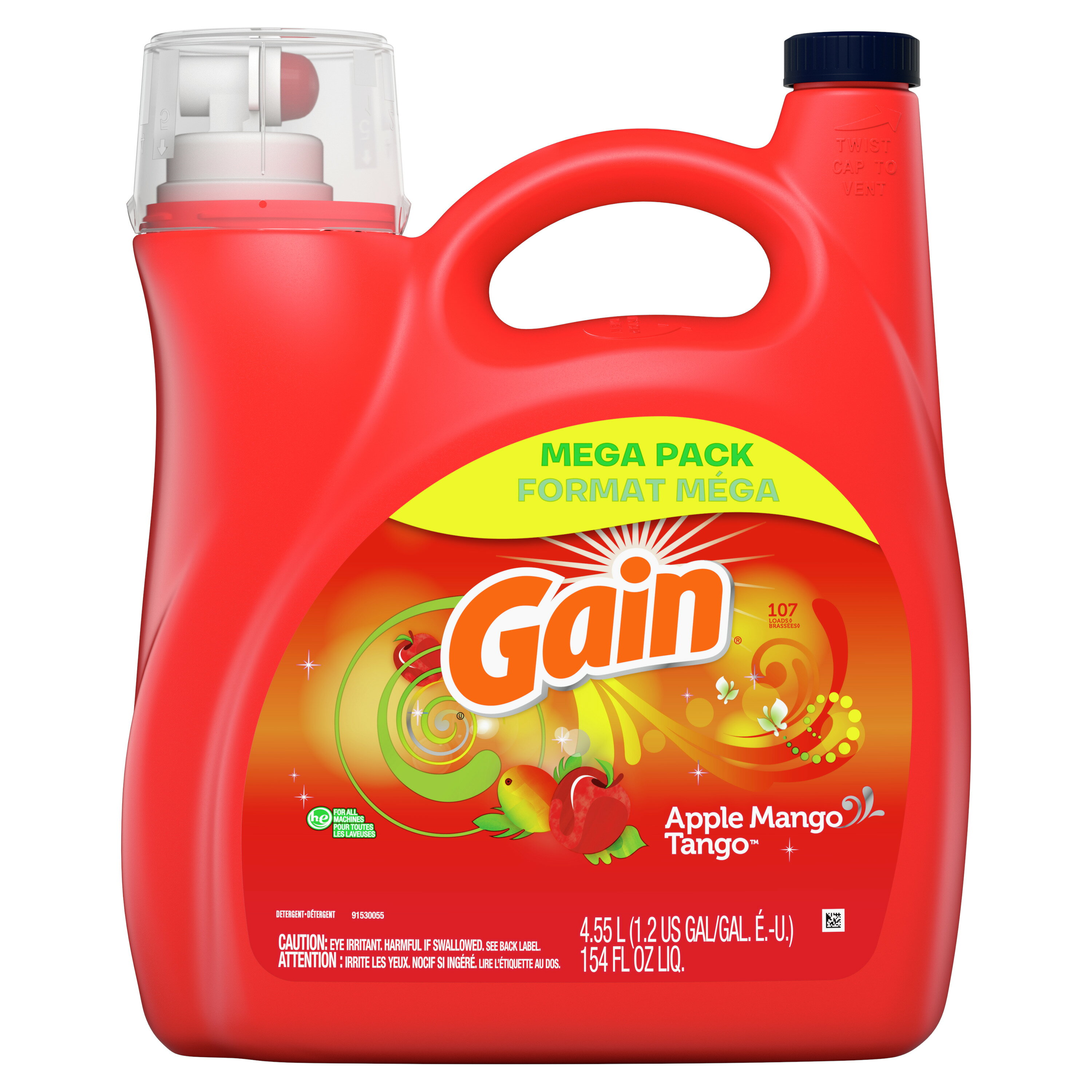 送料無料 ！【 GAIN 】 ゲイン アップルマンゴタンゴ 濃縮 液体洗剤 4.55L / 154oz