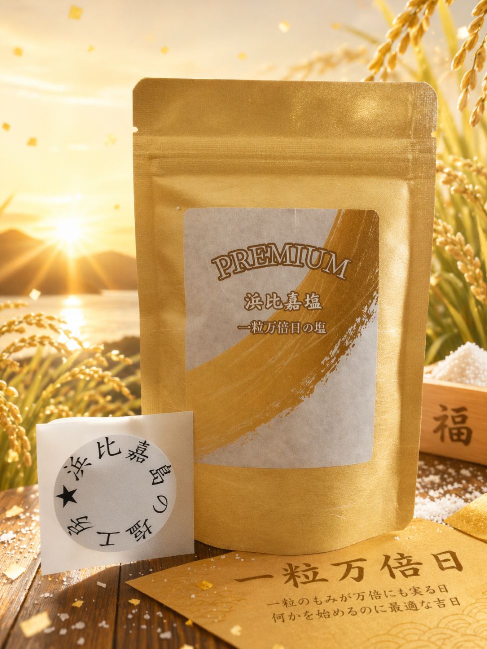 Salts - 送料185円〜 PREMIUM 浜比嘉塩 一粒万倍の日の塩 100g プレミアム 沖縄限定 金運アップ おまじない 浄化 盛り塩 沖縄の塩 沖縄土産 浜比嘉島 天日塩 無添加 お守り 御守り 神棚 幸運 合格祈願 必勝 試験 ギフト プレゼント ※ご出荷まで最長で1週間前後お時間を頂戴致します