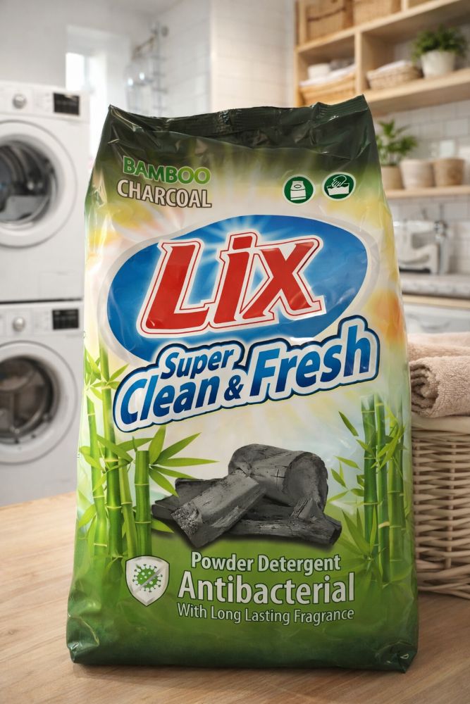 LIX DETERGENTJ.S.COMPANY Lix Super Clean&Fresh BAMBOO CHARCOAL Detergent powder 1.0kg 繊維の一本一本まで浸透し、竹と炭の吸着効果が汗、ほこり、タバコなど衣類に染み付いた臭いを根元から取り除き、除菌効果で生乾き臭の発生源となる菌の増殖を抑えます。 皮脂や汗、頑固な汚れに強い粉末タイプ。 香りは竹と炭というよりは爽やかなリネン系の香りで、ロングラスティング効果により長時間爽やかな香りを持続させます。 お洗濯物の量に合わせ、適量にて御使用下さい。 発送重量：約1.2kg 送料：1点600円(レターパックプラス)・2点以上は950円(宅配便) ※1点の御注文でも、配達日時(時間)等御指定有りの場合は宅配便での発送になります。 ※18,000円以上ご注文時の送料無料対象は1個口(20kg)までになります。 20kgを超過する場合は20kg毎に別途送料950円が発生致します。 ※宅配便利用時で離島へのお届けは、ゆうパックでのお届けになりますので別途送料500円を頂戴致します。 Tide / タイド GAIN / ゲイン 他、輸入洗剤お取り扱いもございます！