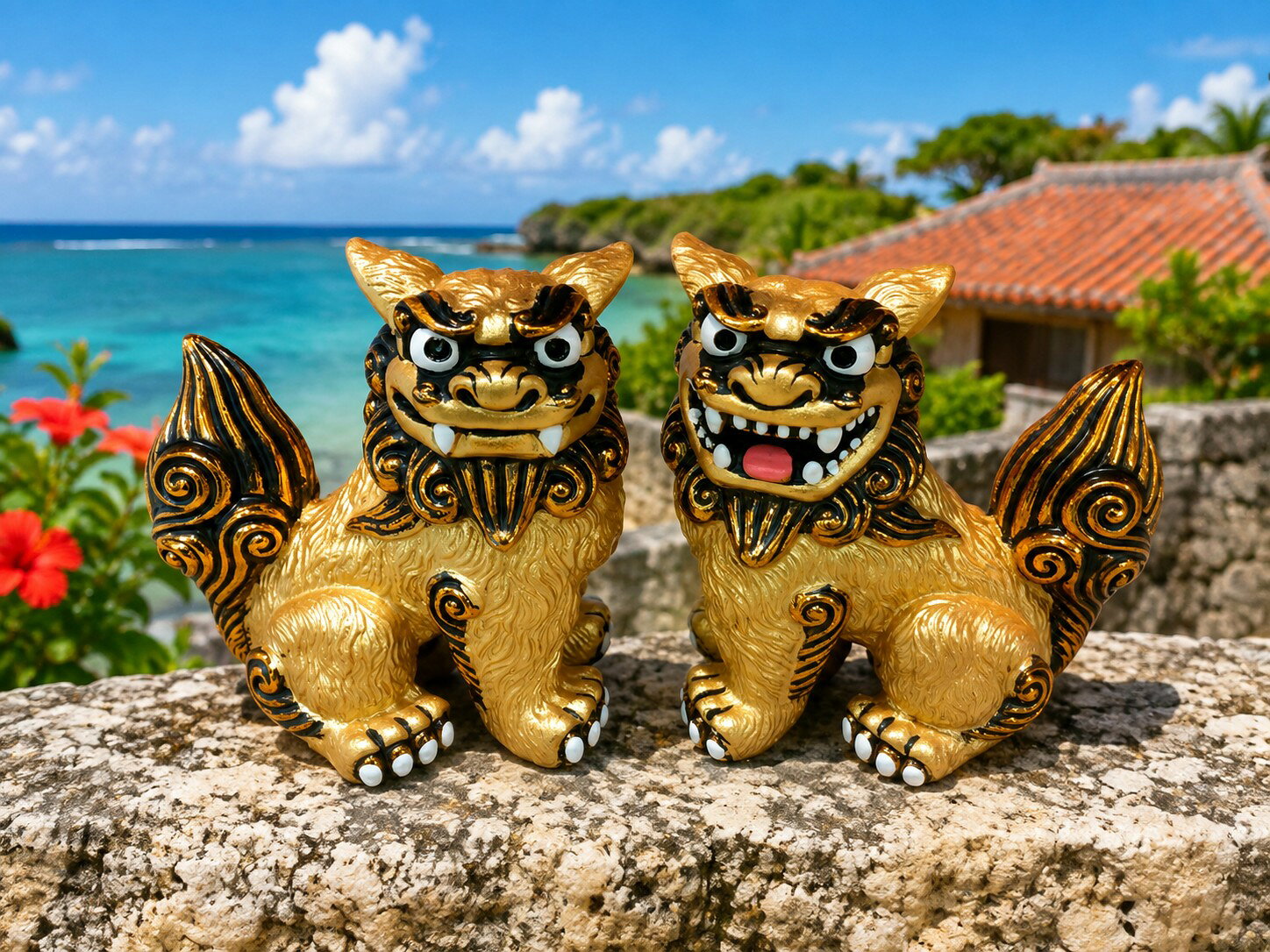 シーサー しーさー 置物 ミニ オブジェ ペア 玄関 金運 お守り 厄除け