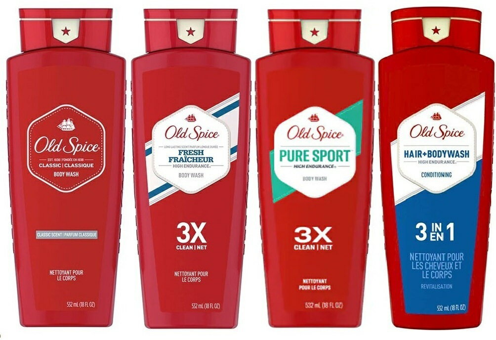 送料520円～商品代金税込9,800円以上のご注文は送料無料になります Old Spice オールドスパイス ボディウォッシュ 532ml ( クラシック ・ フレッシュ ・ ピュアスポーツ・ 3in1ヘアシャンプー＆コンディショナー＆ボディウォッシュ )