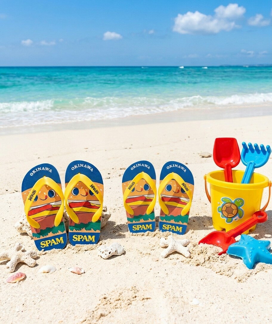 Rakuten - 沖縄限定 SPAM キッズ 島ぞうり マスコット スパム KIDS用 ビーチサンダル 子供用 ビーサン 17cm～19cm or 20cm～22cm 沖縄土産 正規品 沖縄お土産 男児 女児 男の子 女の子 男女兼用 ※ご出荷まで最長で1週間前後お時間を頂きます。