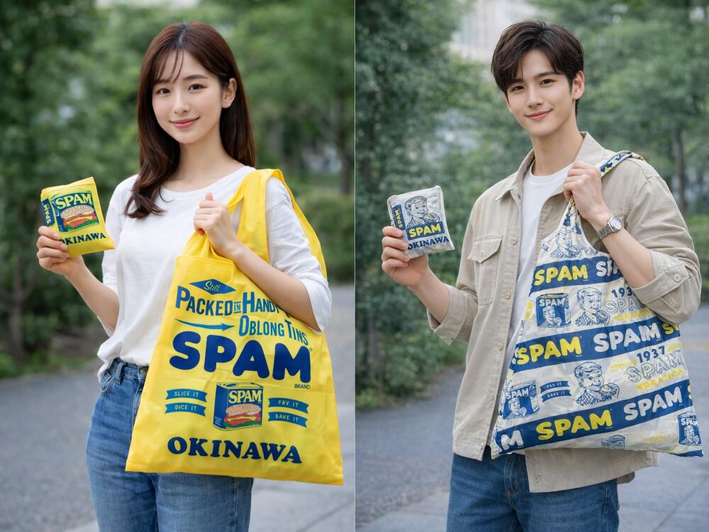 送料185円〜 沖縄限定 SPAM エコバッグ スパム マイバッグ トートバッグ 沖縄土産 アメリカン雑貨 正規品 ( イエロー or ホワイト ) ※受注発注の為、ご出荷まで1週間前後お時間を頂きます。(※配達日時指定不可）