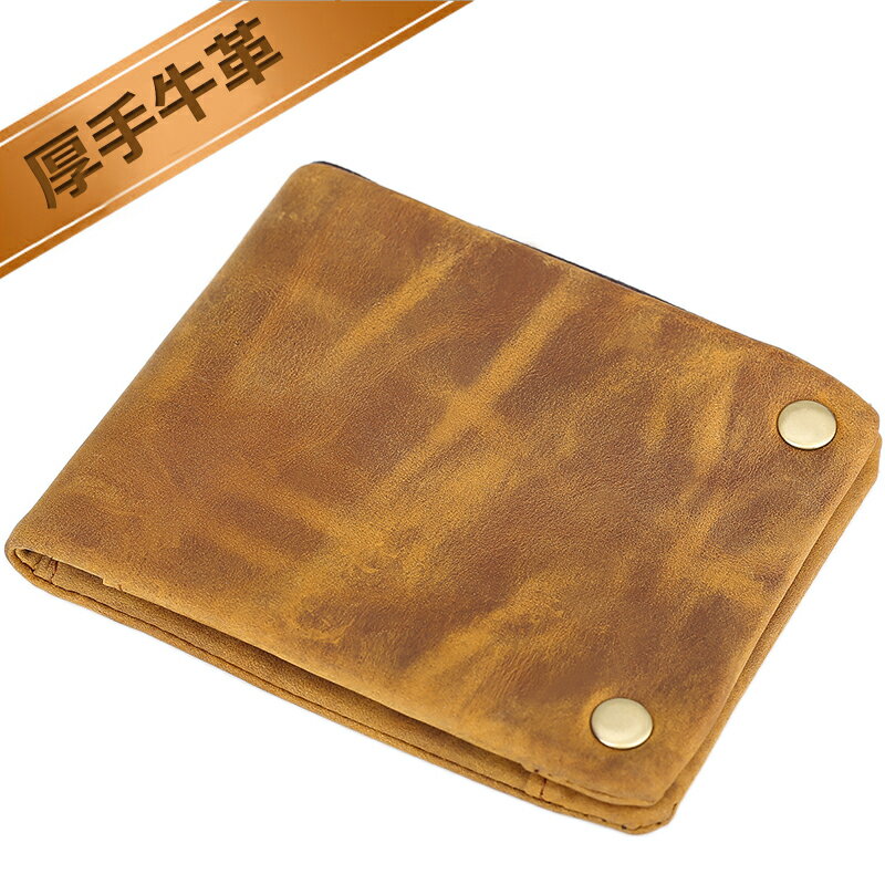 TIDING 가죽 접이식 지갑 남성 동전 지갑 있음 오일 가죽 소가죽 남성 지갑 지갑 카멜 브라운 선물