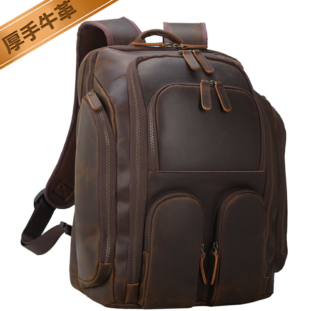 ブランド革リュック（メンズ） 【楽天SS20％OFF】TIDING リュック 本革 リュックサック メンズ 25L 厚手牛革 カメラリュック 一眼レフ カメラバッグ バックパック 大きめ 2WAY 耐衝撃 インナーケース 17PC B4鞄 オイルレザー 経年変化 ビンテージ キャリーオンバッグ アウトドア ブラウン 父の日