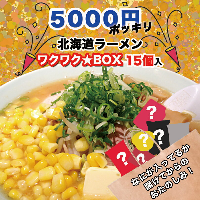 【5000円ポッキリ】【15個入】北海道ラーメン ワクワク★ボックス 有名店 北海道 味噌 醤油 塩 乾麺 生麺 福袋 お楽しみ 詰め合わせ ギフト プレゼント お取り寄せ 送料無料