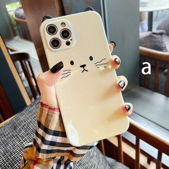 オーロラ加工 iphone iphone13 13 iphone12 12 12pro mini se2 第二世代 se 11 pro max promax Xs Max XsMax XR Xs iphonex xs max xr xs xsmax x 8 8plus 7 7plus 韓国 ネコ 猫 かわいい スマホケース iphone plus 可愛い おしゃれ ソフト ケース アイフォンのサムネイル