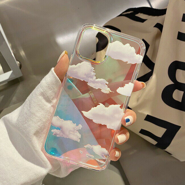 スマホケース 韓国 iphone14 ケース 韓国 iphone14pro iphone14promax 14 iphone13 13 iphone12 12 12pro mini iphone11 plus ケース se 第三世代 pro max promax xs xr xsmax x 8 7 plus ケース 韓国 かわいい クリア 青空 クモ 雲 オーロラ ソフト ケース アイフォンのサムネイル