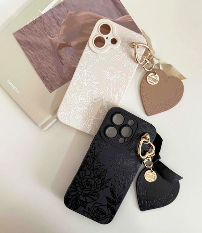 スマホケース 韓国 iPhone16 ケース iphone16pro iphone15 iphone15pro iphone14 ケース 韓国 iphone14pro iPhone16 iphone13 iphone12 12pro iphone11 ケース iphone se pro plus promax xs xr ケース 韓国 かわいい 花 フラワー ハート レザー くすみ色 ストラップ ソフトのサムネイル
