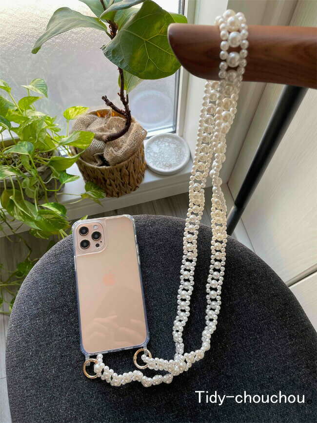 スマホケース ショルダー タイプ 韓国 iphone15 iphone15pro iphone14 ケース 韓国 iphone14pro iphone14promax iphone13 iphone12 12pro mini iphone11 se 11 pro promax xs xr iphone ケース 韓国 かわいい クリア ショルダー ストラップ パールストラップ ソフト ケースのサムネイル