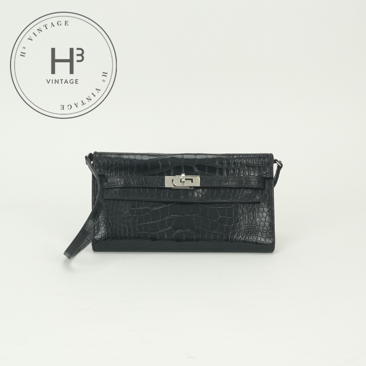 Rakuten - エルメス HERMES ケリーウォレットトゥーゴー ケリーウォレット トゥーゴー 財布 長財布 ロングウォレット アリゲーター ノワール Noir ブラック Black 黒 シルバー金具 エキゾチック