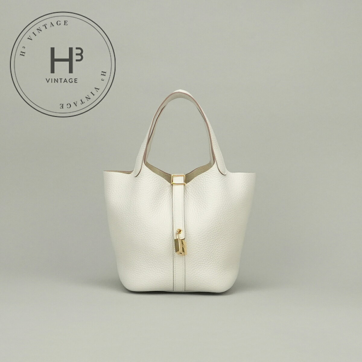 エルメス HERMES ピコタンロックPM ピコタンロック PM ピコタンPM ピコタンロック18 バッグ トートバッグ トリヨンクレマンス グリペール Gris Pale ホワイト White 白 ゴールド金具
