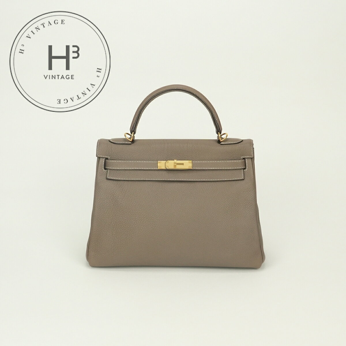 エルメス HERMES ケリー32 ケリー 32 バッグ トートバッグ ショルダーバッグ トリヨンクレマンス エトゥープ Etoupe グレー Gray ゴールド金具 ハンドバッグ 2way 内縫い V字金具 新型金具