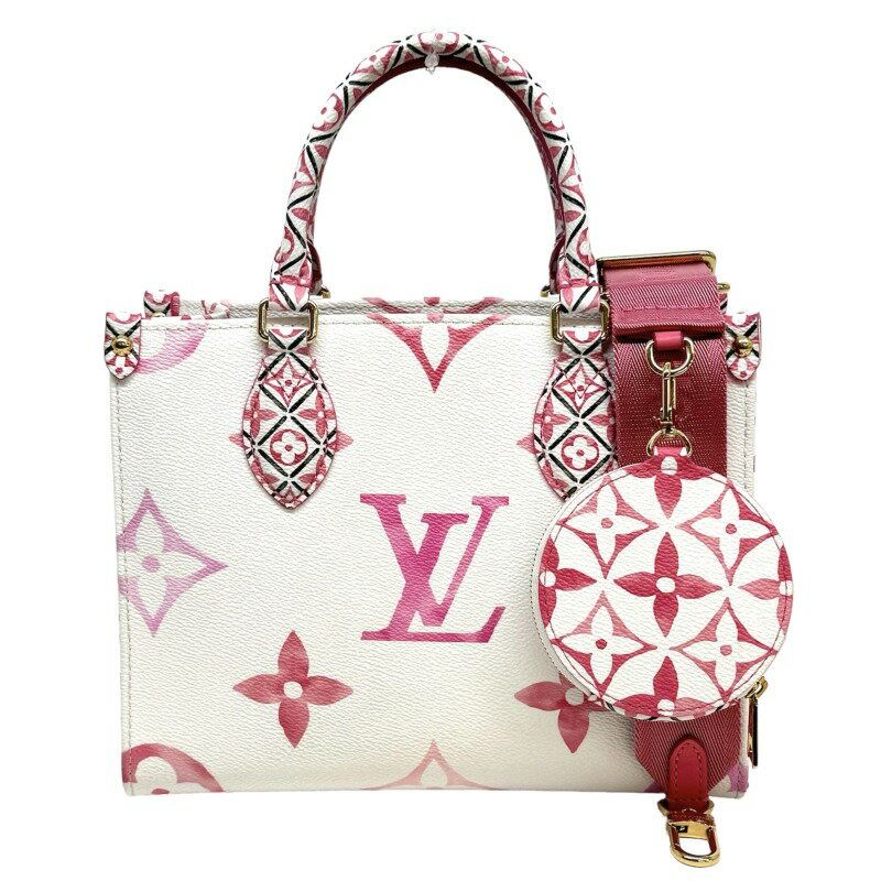 ルイヴィトン オンザゴー バッグ レディース ルイヴィトン LOUIS VUITTON オンザゴーPM オンザゴー PM モノグラム フラワー LV バイ・ザ・プール バッグ トートバッグ ショルダーバッグ モノグラム・キャンバス ホワイト ピンク 白