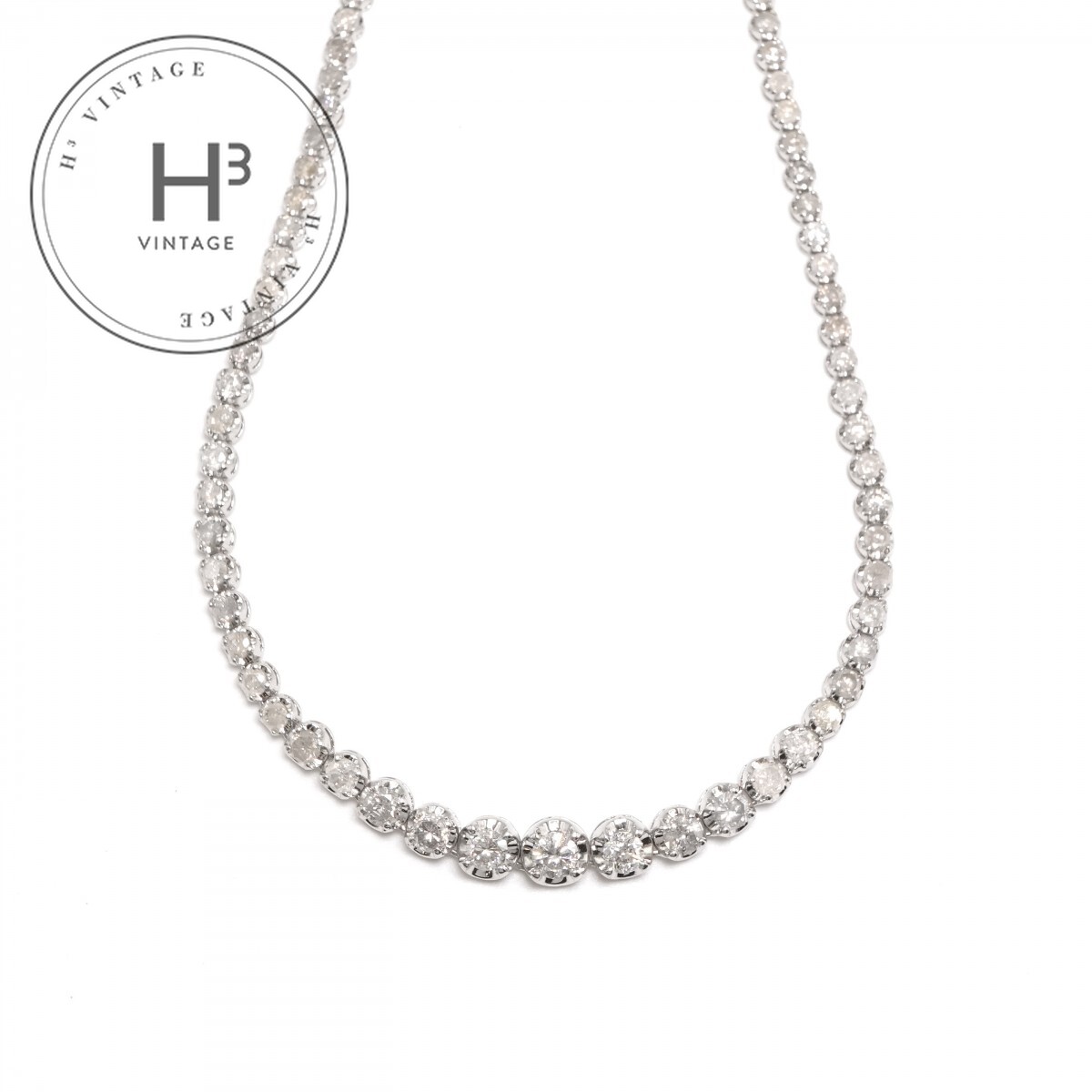 Rakuten - ダイヤモンド 10.00ct テニス ネックレス K18WG ホワイトゴールド
