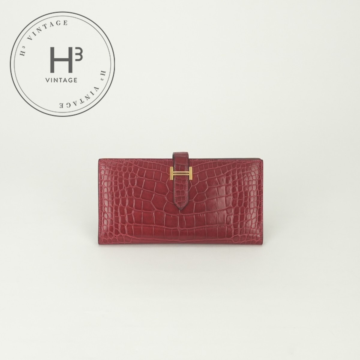 乐天商城 - エルメス HERMES ベアンスフレ ベアン スフレ 財布 長財布 ロングウォレット アリゲーター ブレイズ Blaze レッド Red 赤 ゴールド金具 エキゾチック