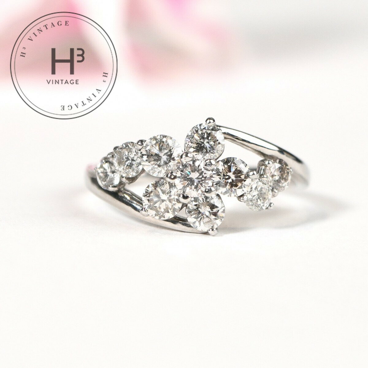 Rakuten - ダイヤモンド 1.00ct リング Pt900 プラチナ 指輪 レディース ダイヤリング デザインリング 中古ジュエリー 一点物
