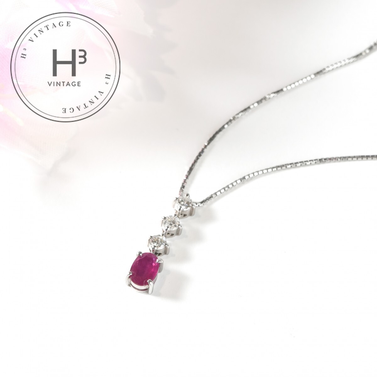 乐天商城 - ルビー 0.5ct ダイヤモンド 0.25ct Pt850 ネックレス ペンダント チョーカー