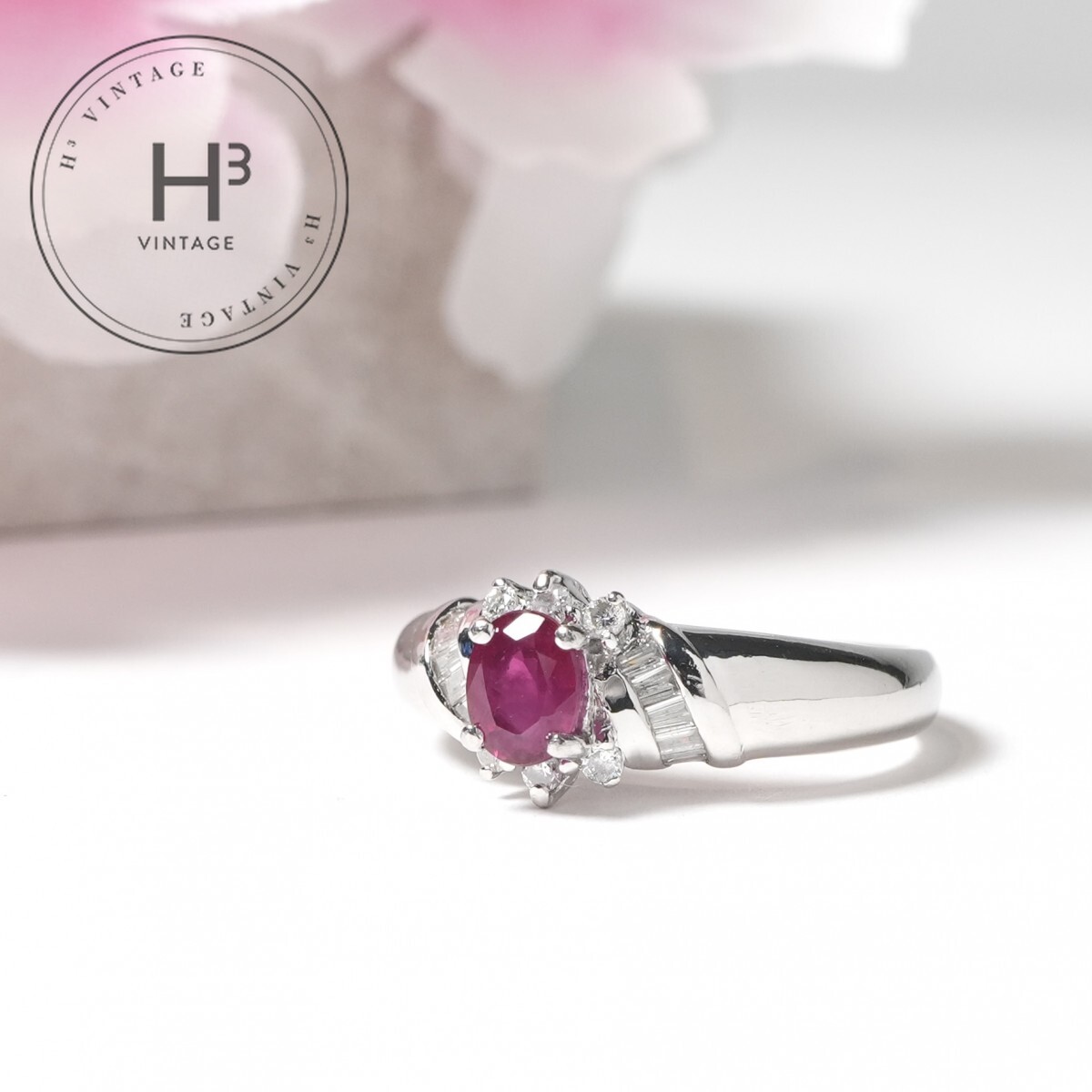 Rakuten - ルビー 0.45ct ダイヤモンド 0.09ct Pt900 リング 指輪