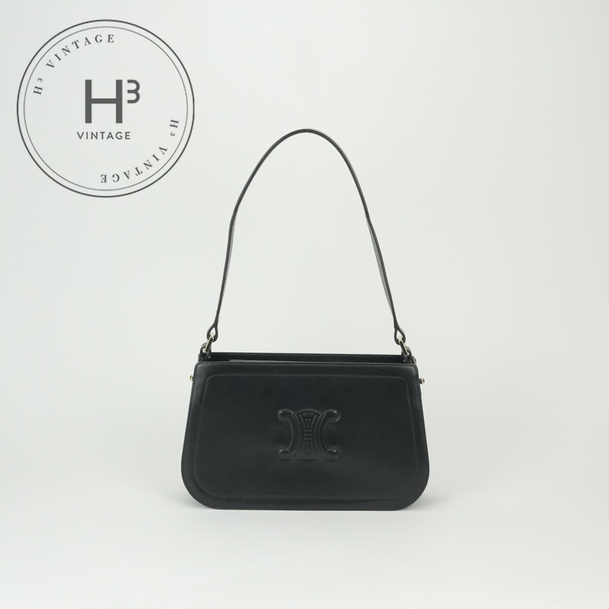 乐天商城 - セリーヌ CELINE トリオンフ セリーヌ トリオンフ バッグ ショルダーバッグ ブラック Black 黒 ゴールド ヴィンテージ　ハンドバッグ