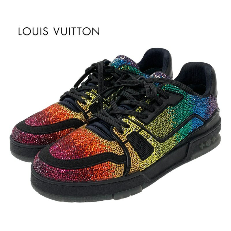 ルイヴィトン ルイヴィトン LOUIS VUITTON トレイナーライン スニーカー ファブリック ブラック レインボー 黒 LV レインボー メンズ シューズ 靴 ギフト プレゼント 送料無料